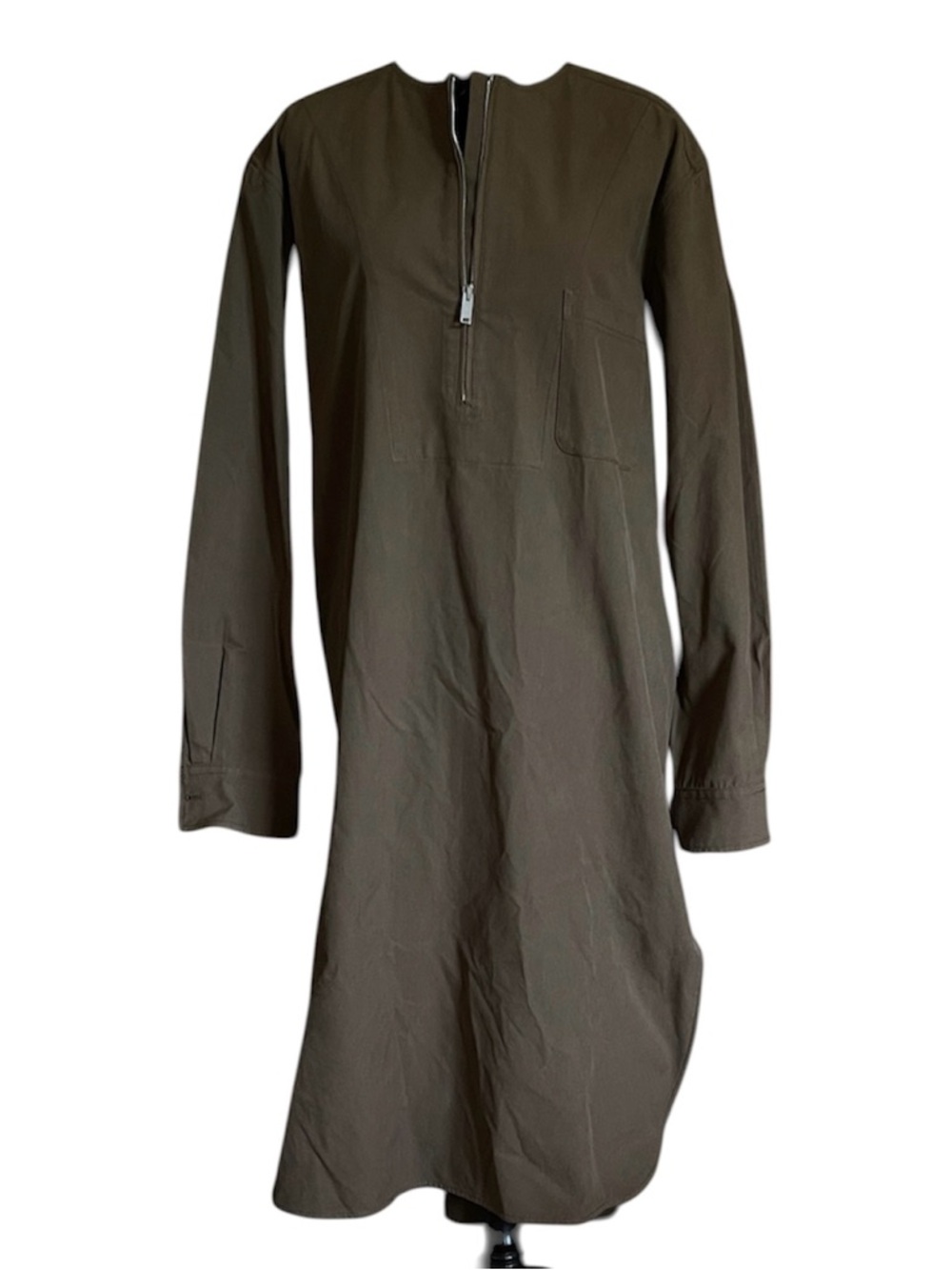 Golden Goose Olive Long-Sleeve Shirt Dress with Tie Belt - Picture 3 of 12